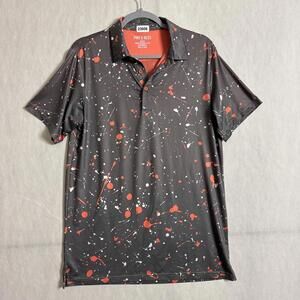 Pins & Aces Golf Men's Medium Paint Splatter Print Short Sleeve Performance Polo